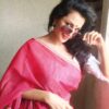 Flora Saini Elegant Look in Red Saree Stills